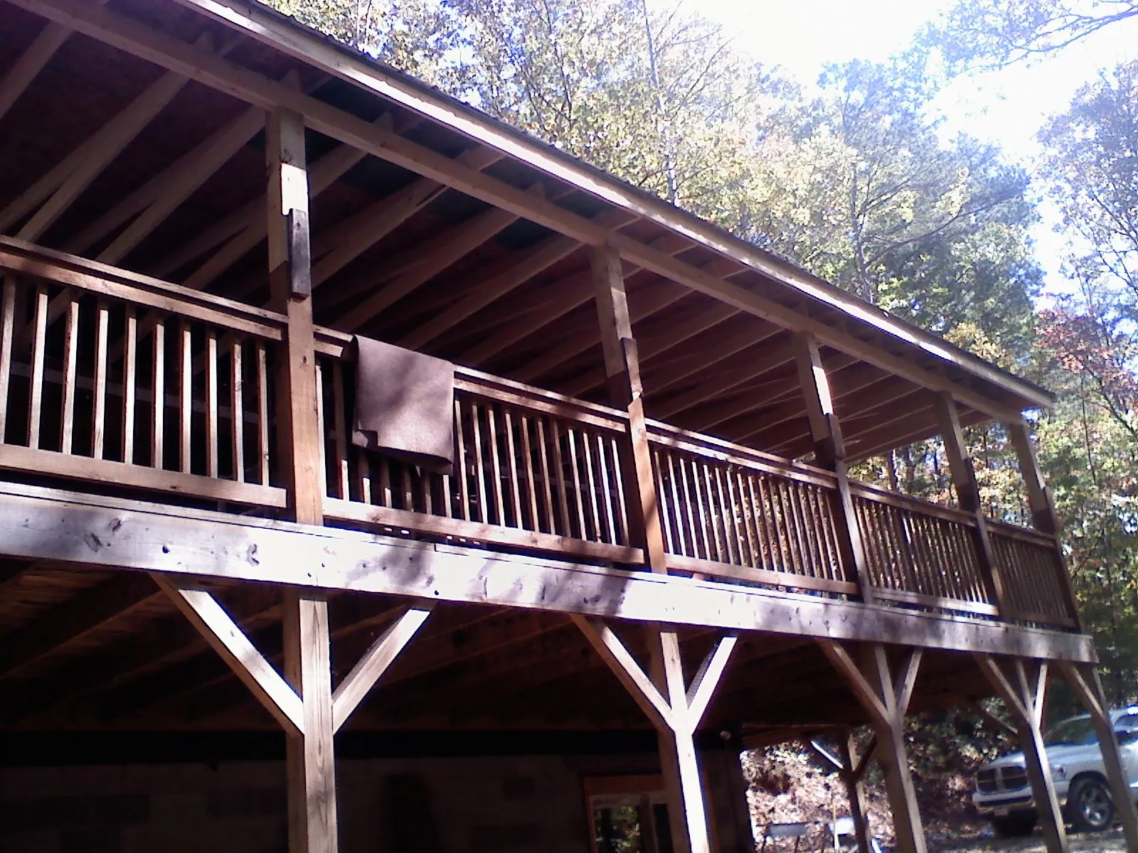 Timber framing under a new elevated porch and deck — Roof Leak Repair in Cramerton by Roofing Brothers